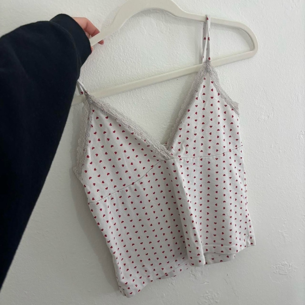 White Heart Print Top